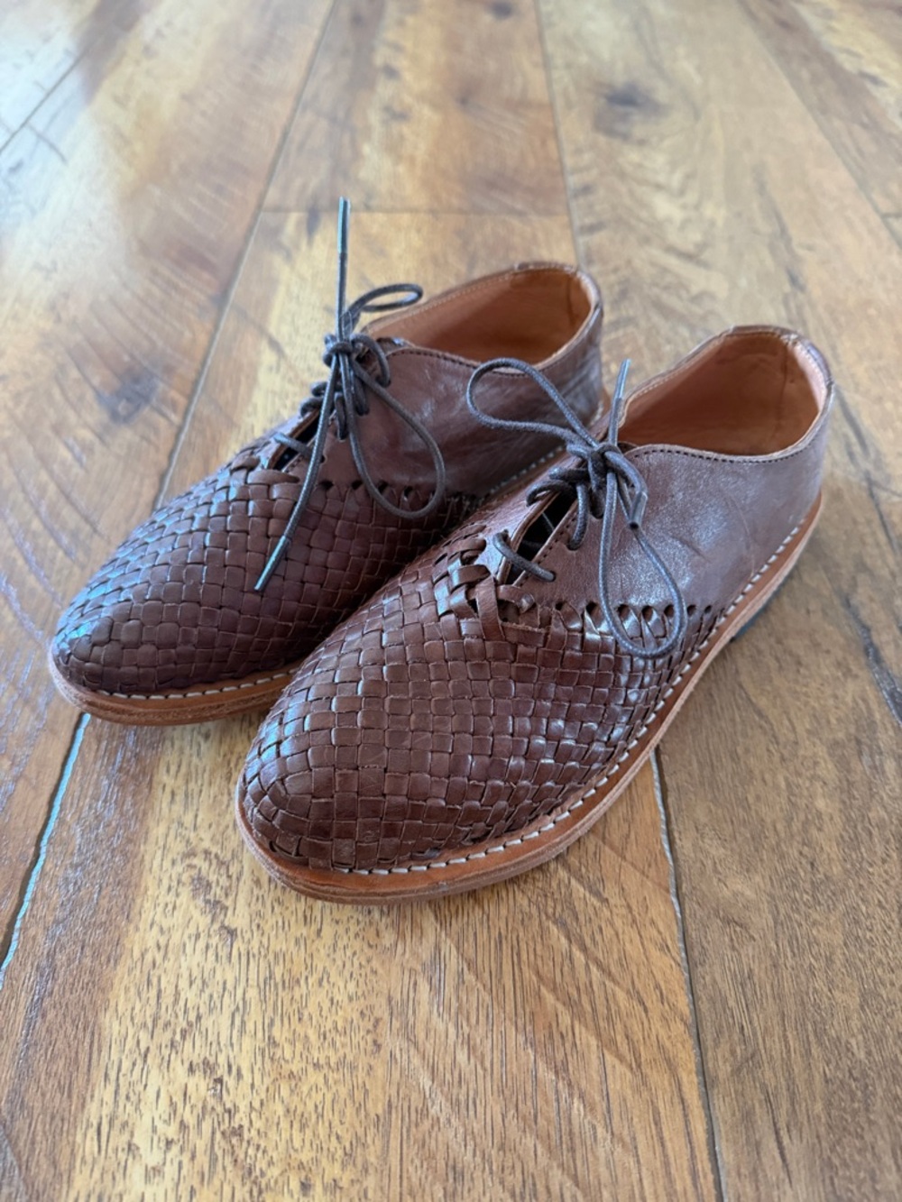 WILL Leather Woven Brown Shoes 7 D